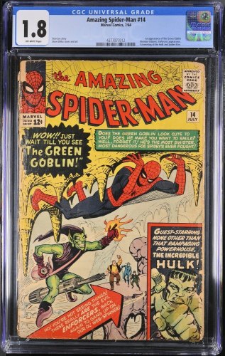 Cover Scan: Amazing Spider-Man #14 CGC GD- 1.8 Off White 1st Appearance Green Goblin! - Item ID #359797