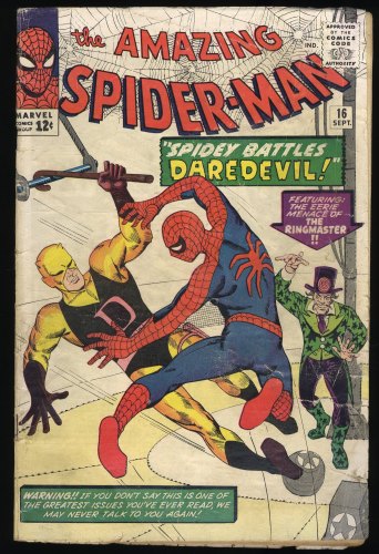 Cover Scan: Amazing Spider-Man #16 GD/VG 3.0 Battles Daredevil! Stan Lee! - Item ID #360827