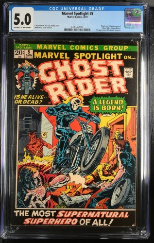 Cover Scan: Marvel Spotlight #5 CGC VG/FN 5.0 1st Appearance Ghost Rider! Ploog Cover - Item ID #362520