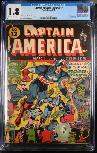 Cover Scan: Captain America Comics #12 CGC GD- 1.8 Avison Cover! Bucky! Stan Lee Scripts!  - Item ID #362521