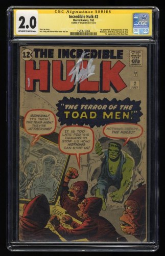 Cover Scan: Incredible Hulk #2 CGC GD 2.0 SS Signed Stan Lee! 1st Appearance Green Hulk! - Item ID #362531