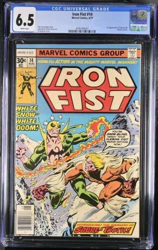 Cover Scan: Iron Fist #14 CGC FN+ 6.5 White Pages 1st Appearance Sabretooth (Victor Creed)! - Item ID #362567