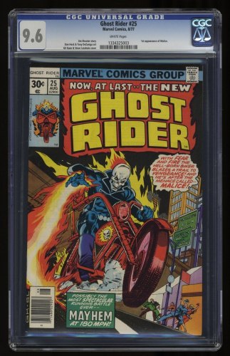 Cover Scan: Ghost Rider (1973) #25 CGC NM+ 9.6 White Pages - Item ID #362597