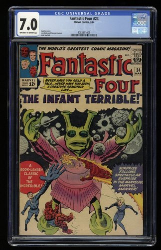 Cover Scan: Fantastic Four #24 CGC FN/VF 7.0 1st Appearance Infant Terrible!  Jack Kirby! - Item ID #363383