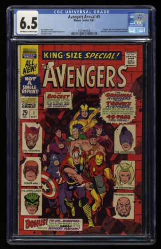 Cover Scan: Avengers Annual #1 CGC FN+ 6.5 Thor Iron Man Captain America New Line-Up! - Item ID #363385