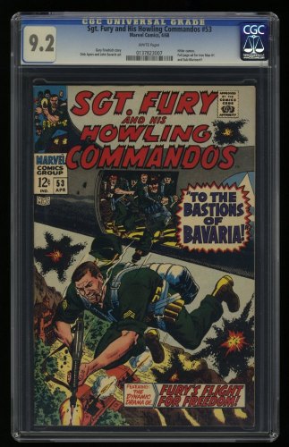 Cover Scan: Sgt. Fury and His Howling Commandos #53 CGC NM- 9.2 White Pages - Item ID #363443