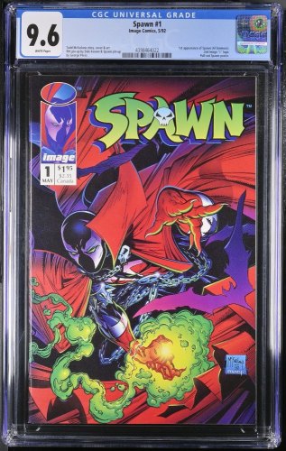 Cover Scan: Spawn (1992) #1 CGC NM+ 9.6 White Pages McFarlane 1st Appearance Al Simmons! - Item ID #363698