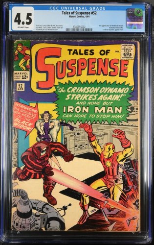 Cover Scan: Tales Of Suspense #52 CGC VG+ 4.5 Off White 1st Appearance of Black Widow! - Item ID #365484