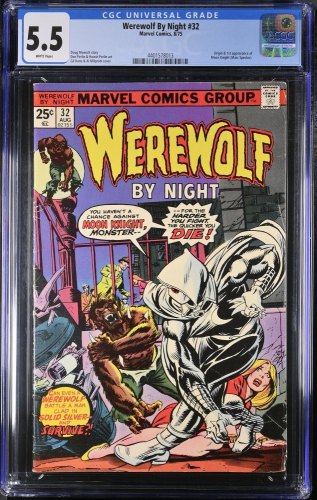 Cover Scan: Werewolf By Night #32 CGC FN- 5.5 White Pages 1st Moon Knight Marc Spector! - Item ID #365504