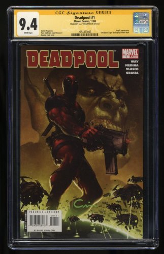 Cover Scan: Deadpool (2008) #1 CGC NM 9.4 White Pages SS Signed Clayton Crain - Item ID #366319