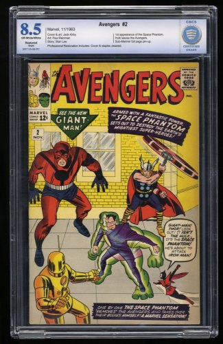 Cover Scan: Avengers #2 CBCS VF+ 8.5 (Restored) 1st Space Phantom Hulk Leaves! Jack Kirby! - Item ID #367136