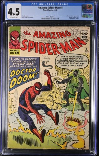 Cover Scan: Amazing Spider-Man #5 CGC VG+ 4.5 Doctor Doom Appearance! Steve Ditko! - Item ID #367171