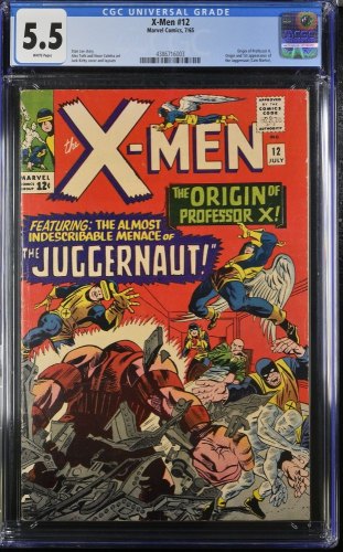 Cover Scan: X-Men #12 CGC FN- 5.5 White Pages 1st Appearance Juggernaut Kirby Art! - Item ID #367276