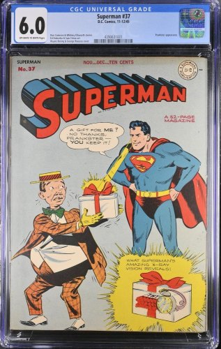 Cover Scan: Superman #37 CGC FN 6.0 Off White to White Wayne Boring Cover! Prankster! 1945! - Item ID #368438