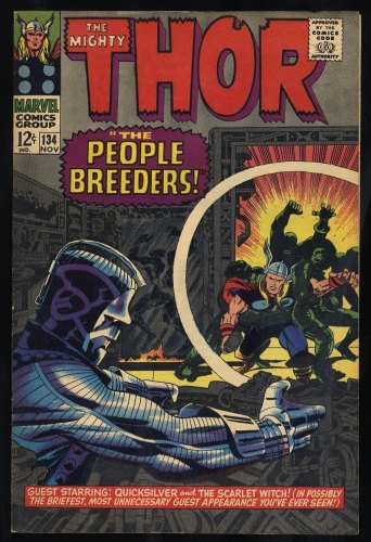 Cover Scan: Thor #134 VF- 7.5 1st Appearance High Evolutionary and Man-Beast! - Item ID #368802