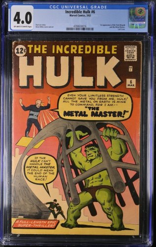 Cover Scan: Incredible Hulk #6 CGC VG 4.0 Off White to White 1st Appearance Teen Brigade! - Item ID #369220