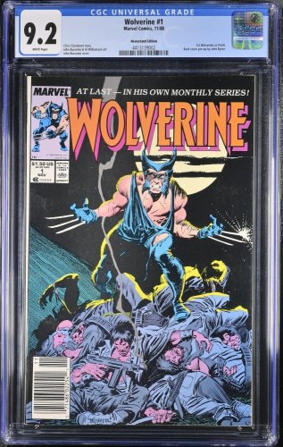 Cover Scan: Wolverine (1988) #1 CGC NM- 9.2 Newsstand Variant 1st Appearance of Patch! - Item ID #369622