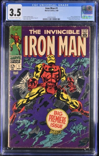 Cover Scan: Iron Man #1 CGC VG- 3.5 Off White to White Origin Retold! Stan Lee! - Item ID #369633