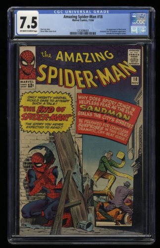Cover Scan: Amazing Spider-Man #18 CGC VF- 7.5 3rd Sandman Appearance! Steve Ditko! - Item ID #369819