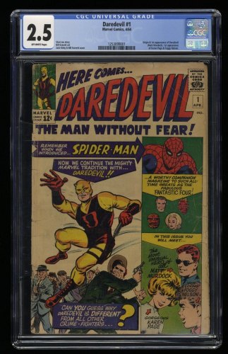 Cover Scan: Daredevil #1 CGC GD+ 2.5 Off White Origin and 1st Appearance! - Item ID #369820