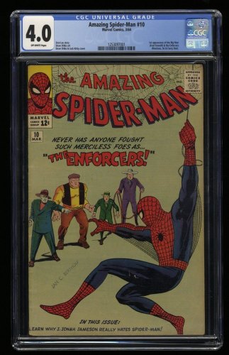 Cover Scan: Amazing Spider-Man #10 CGC VG 4.0 Off White 1st Full Appearance Enforcers! - Item ID #369827