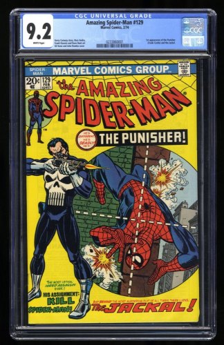 Cover Scan: Amazing Spider-Man #129 CGC NM- 9.2 White Pages 1st Appearance of Punisher! - Item ID #371000