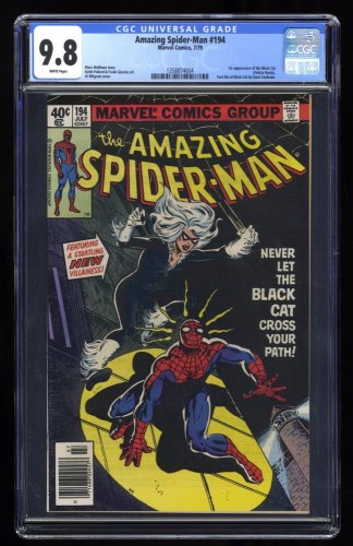 Cover Scan: Amazing Spider-Man #194 CGC NM/M 9.8 Newsstand Variant 1st App Black Cat! - Item ID #371002