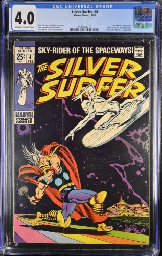 Cover Scan: Silver Surfer #4 CGC VG 4.0 Off White to White vs Thor! Loki Appearance!  - Item ID #372942