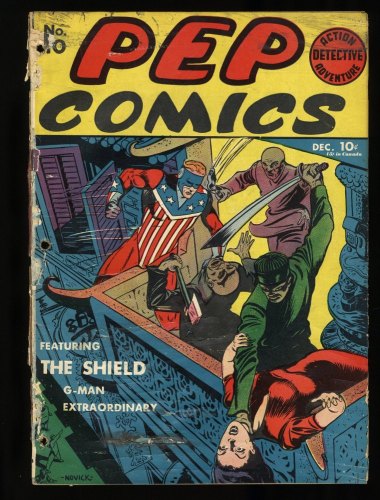 Cover Scan: Pep Comics #10 Fair 1.0 Golden Age Superhero! The Shield! - Item ID #373343