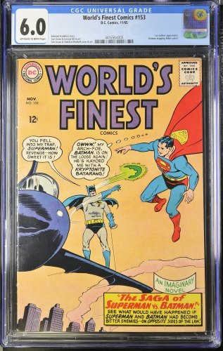 Cover Scan: World's Finest Comics #153 CGC FN 6.0 Batman Slaps Robin Meme! - Item ID #375643