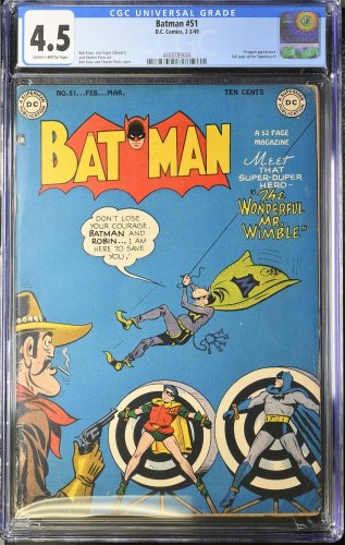 Cover Scan: Batman #51 CGC VG+ 4.5 Penguin Appearance! Full Page Ad for Superboy #1! - Item ID #375667