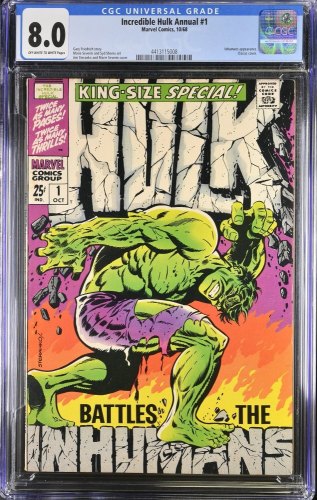 Cover Scan: Incredible Hulk Annual (1968) #1 CGC VF 8.0 Classic Cover! Steranko! - Item ID #375676