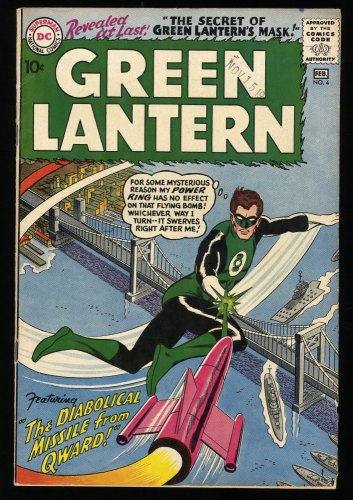 Cover Scan: Green Lantern #4 VF- 7.5 Secret Green Lantern's Mask! Kane/Giella Cover! - Item ID #378076