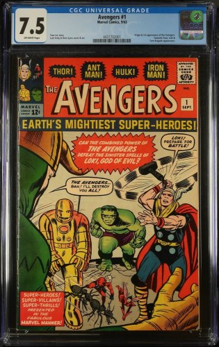 Cover Scan: Avengers #1 CGC VF- 7.5 Off White Thor! Captain America! Iron Man! Hulk! - Item ID #379074