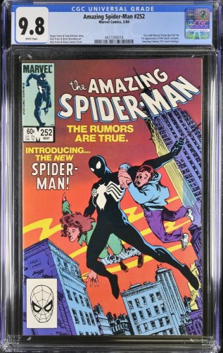 Cover Scan: Amazing Spider-Man #252 CGC NM/M 9.8 White Pages 1st Appearance Black Costume! - Item ID #379549