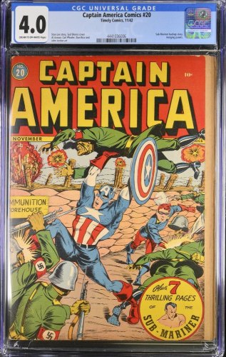 Cover Scan: Captain America Comics #20 CGC VG 4.0 WWII Nazi Cover! - Item ID #383050