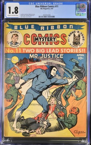 Cover Scan: Blue Ribbon Comics #11 CGC GD- 1.8 Mr. Justice Cover! - Item ID #384759