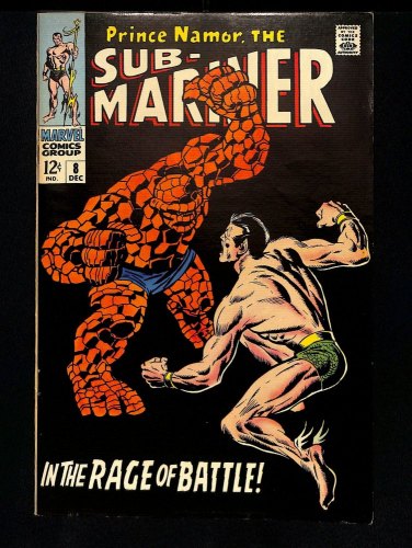 Cover Scan: Sub-Mariner #8 FN/VF 7.0 Prince Namor Vs Thing! Classic Cover!  - Item ID #434703