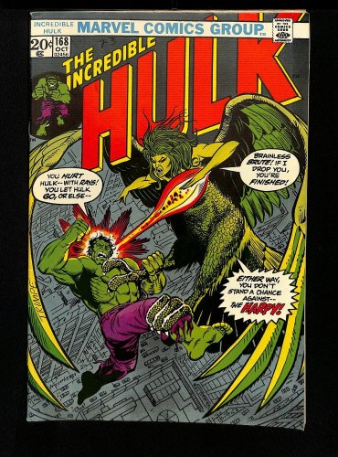 Cover Scan: Incredible Hulk #168 VF- 7.5 MODOK, 1st App. of Harpy! - Item ID #435728