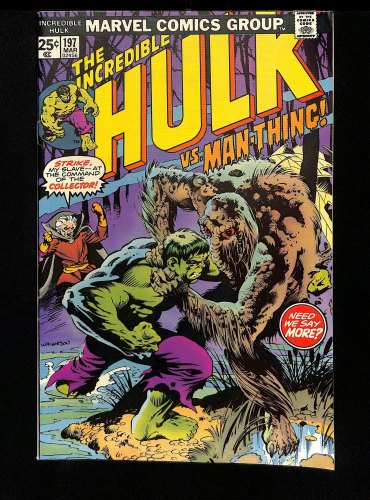 Cover Scan: Incredible Hulk #197 VF 8.0 Vs. Man-Thing!  Bernie Wrightson Cover! - Item ID #435730