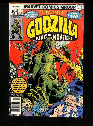 Cover Scan: Godzilla (1977) #1 VF+ 8.5 Nick Fury Jimmy Woo! Herb Trimpe Cover and Art! - Item ID #437864