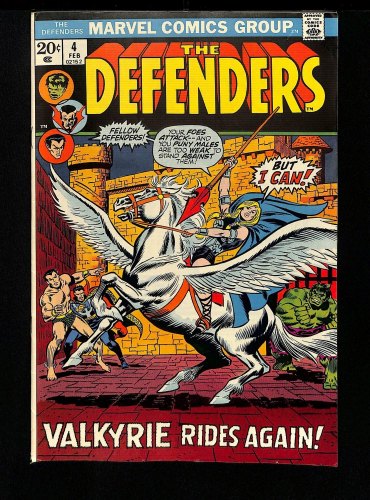 Cover Scan: Defenders #4 VF- 7.5 1st Appearance Barbara Norris as Valkyrie! - Item ID #440431