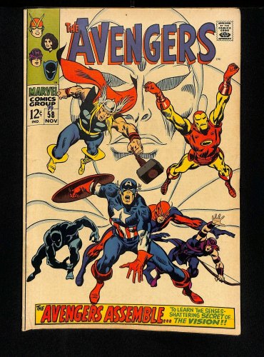 Cover Scan: Avengers #58 VF- 7.5 2nd Appearance Vision! Ultron/Vision Origin! - Item ID #445818