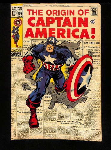 Cover Scan: Captain America #109 FN+ 6.5 Classic Jack Kirby Cover! Stan Lee story! - Item ID #445820