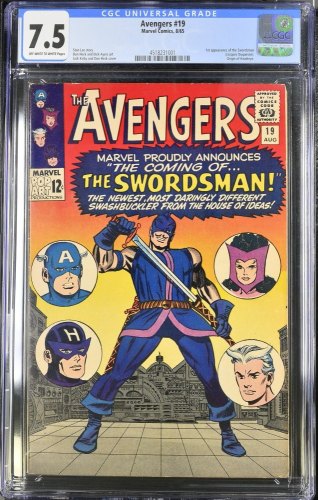 Cover Scan: Avengers #19 CGC VF- 7.5 1st Appearance Swordsman Origin Hawkeye! - Item ID #446410
