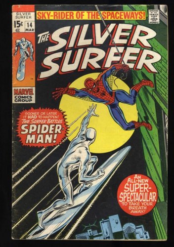 Cover Scan: Silver Surfer #14 VG- 3.5  Appearance of Amazing Spider-Man! - Item ID #447697