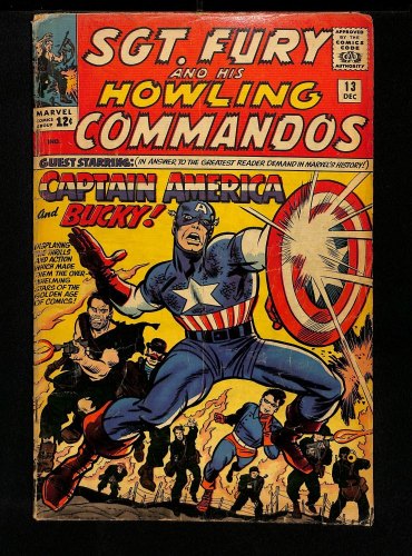 Cover Scan: Sgt. Fury and His Howling Commandos #13 GD/VG 3.0 Captain America! - Item ID #448548