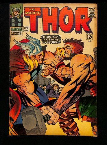 Cover Scan: Thor #126 VG- 3.5 1st issue Hercules Cover! Jack Kirby Cover! - Item ID #448884