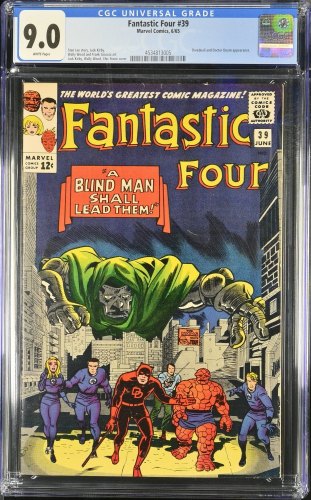 Cover Scan: Fantastic Four #39 CGC VF/NM 9.0 White Pages Doctor Doom Appearance! Daredevil - Item ID #450026