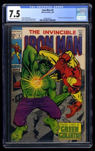 Cover Scan: Iron Man #9 CGC VF- 7.5  Cover by George Tuska! Incredible Hulk! - Item ID #452862